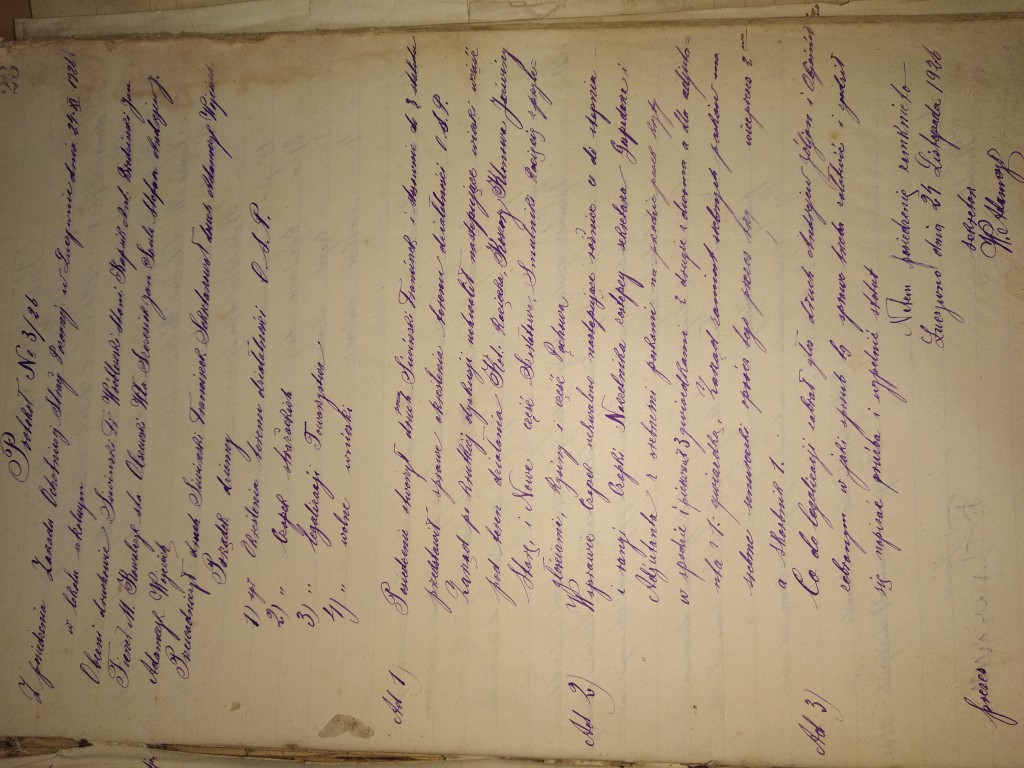 Protokół nr 3 OSP w Łuczywnie - 24.XI.1926
